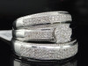 Diamond Trio Set 10K White Gold Round Pave Matching Engagement Wedding Ring