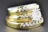 Diamond Trio Set Engagement Ring Wedding Band Round Cut 14K Yellow Gold 0.45 Ct