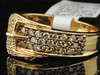 Ladies 14K Yellow Gold Round Cut Buckle Brown Champagne Diamond Engagement Ring