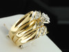 10K Mens Ladies Yellow Gold Diamond Engagement Ring Wedding Band Trio Bridal Set