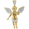 Diamond Mini 3D Angel Piece Cherub Pendant 10K Yellow Gold 2.55" Charm 0.70 Ct.