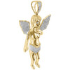 Diamond Mini 3D Angel Piece Cherub Pendant 10K Yellow Gold 2.55" Charm 0.70 Ct.