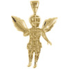 Diamond Mini 3D Angel Piece Cherub Pendant 10K Yellow Gold 2.55" Charm 0.70 Ct.