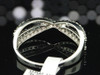 14K White Gold Genuine Blue & White Diamond Band 6mm Ladies Wedding Ring 1/2 CT.