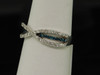 14K White Gold Genuine Blue & White Diamond Band 6mm Ladies Wedding Ring 1/2 CT.