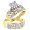 Diamond Trio Set Engagement Ring Wedding Band Round Pave 10K Yellow Gold .25 Ct