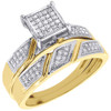 Diamond Trio Set Engagement Ring Wedding Band Round Pave 10K Yellow Gold .25 Ct