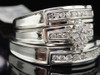 LADIES + MENS BRIDAL ENGAGEMENT BAND DIAMOND TRIO SET