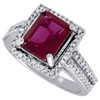 Diamond 10K White Gold Created Ruby Emerald Solitaire Cocktail Ring 2.43 Ct.