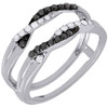 10K White Gold Black Diamond Solitaire Engagement Ring Enhancer Wrap 0.27 Ctw.