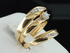 Diamond Engagement Wedding Ring 10K Yellow Gold Round Matching Trio Set 1/4 Tcw.