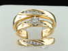 Diamond Engagement Wedding Ring 10K Yellow Gold Round Matching Trio Set 1/4 Tcw.