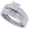 Diamond Trio Set Matching Engagement Ring Wedding Band 10K White Gold 0.40 Ct