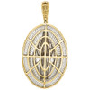 10K Yellow Gold Miraculous Virgin Mary Diamond Pendant Pave Oval Charm 0.55 Ct.