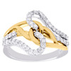 10K Two Tone Gold Round Diamond Love Knot Crossover Braid Ring Wedding 1/2 CT.