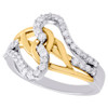 10K Two Tone Gold Round Diamond Love Knot Crossover Braid Ring Wedding 1/2 CT.
