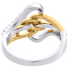 10K Two Tone Gold Round Diamond Love Knot Crossover Braid Ring Wedding 1/2 CT.