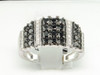 Ladies 10K White Gold .97 Ct. Round Cut Black Diamond Engagement Ring Bridal Set