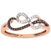 Red Diamond Double Infinity Fashion Ring Rose Gold Round Cocktail Band 0.15 Ct.