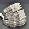 Diamond Trio Set Matching Engagement Ring 10K White Gold Wedding Band 0.79 Ct.