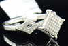 Diamond Square Right Hand Cocktail Ring 10K White Gold Pave Round Cut 0.20 Ct