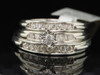 Diamond Trio Set 14K White Gold Round Cut Wedding Engagement Ring 0.40 Tcw.