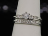 Diamond Trio Set 14K White Gold Round Cut Wedding Engagement Ring 0.40 Tcw.