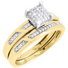 Diamond Trio Set Engagement Ring 10k Yellow Gold Round Wedding Band 1/3 Ct