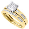 Diamond Trio Set Engagement Ring 10k Yellow Gold Round Wedding Band 1/3 Ct