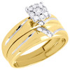 Diamond Trio Set 10k Yellow Gold Engagement Ring Matching Wedding Band 0.22 Ct