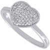 Diamond Heart Ring Ladies 14K White Gold Round Cut Promise Band 0.18 Tcw.