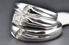 Diamond Trio Set Round Cut Engagement Ring Wedding Band 10K White Gold 0.18 Ct