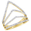 10K Yellow Gold Diamond Ladies Pointed Contour Fashion Right Hand Ring 0.40 Ct.