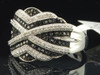 10k White Gold Black Round Diamond Cocktail Ring Ladies Fashion Band 1/2 Ct.