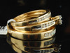 Diamond Trio Set 14K Yellow Gold Round Cut Matching Wedding Engagement Ring
