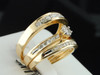 Diamond Trio Set 14K Yellow Gold Round Cut Matching Wedding Engagement Ring