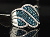 Blue Diamond Cocktail Ring Ladies 10K White Gold Swivel Design Band 0.77 Tcw.