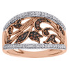 10K Rose Gold Red Diamond Filigree Leaves & Milgrain Ladies Fashion Ring 0.25 Ct