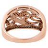 10K Rose Gold Red Diamond Filigree Leaves & Milgrain Ladies Fashion Ring 0.25 Ct