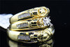 Mens Ladies 10K Yellow Gold Diamond Engagement Ring Trio Set Wedding Band .12 Ct