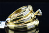 Mens Ladies 10K Yellow Gold Diamond Engagement Ring Trio Set Wedding Band .12 Ct
