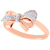 Womens 10K Rose Gold Round Diamond Bow Design Statement Fashion Ring 1/10 CT.