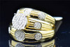 Mens Ladies 10K Yellow Gold .37ct Diamond Engagement Ring Wedding Band Trio Set