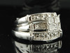 10K Mens Ladies White Gold Diamond Engagement Ring Wedding Band Trio Bridal Set