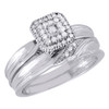 Diamond Trio Set 10K White Gold Ladies Engagement Ring Mens Wedding Band .21 Ct.