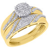 10K Yellow Gold Diamond Trio Set Matching Round Engagement Ring & Band 1/2 Ct.