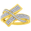 Diamond Split Shank Bypass Ring 10K Yellow Gold Round Cut Fashion Band 0.25 Ct.