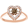 10K Rose Gold Brown Solitaire Dancing Diamond Halo Heart Cocktail Ring 0.38 Ct. 10K Rose Gold Brown Solitaire Dancing Diamond Halo Heart Cocktail Ring 0.38 Ct.