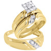 Diamond Trio Set Square Engagement Ring Matching Wedding Band Yellow Gold .35 Ct