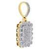 10K Yellow Gold Diamond Cluster Border Dome Pillow Pendant 1.20" Charm 0.55 CT.